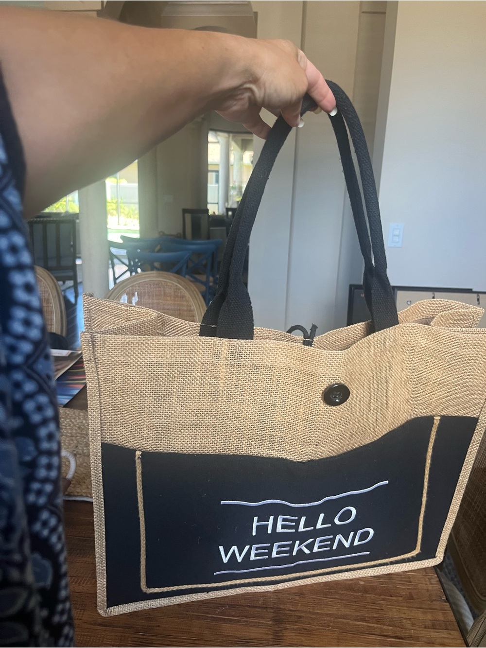 Canvas Tote Bag - Black & Natural